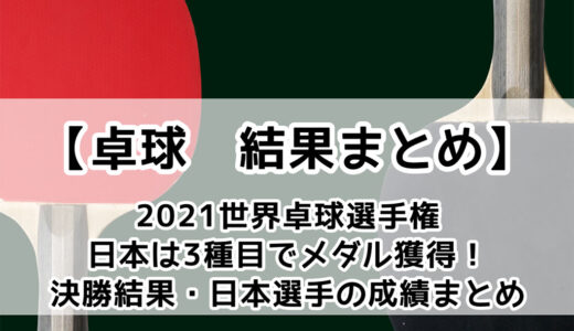 【卓球 2021世界卓球選手権・ヒューストン大会(個人戦)：結果まとめ】日本は3種目でメダル獲得！