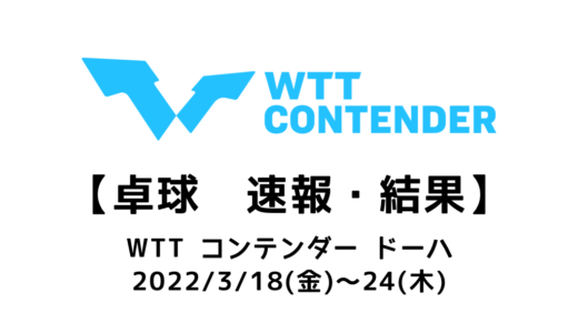 【卓球 WTTコンテンダー ドーハ】2022/3/18(金)開幕！速報・結果・概要まとめ