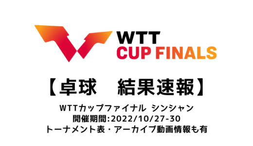 【卓球 WTTカップ・ファイナル シンシャン2022：結果速報】試合予定・トーナメント表・アーカイブ動画情報あり