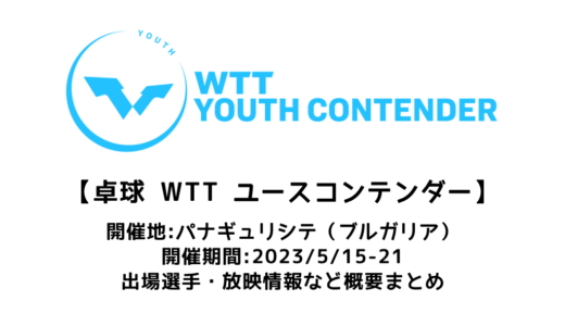 【WTTユースコンテンダー パナギュリシテ2023：概要】2023/5/15(月)開幕！出場選手・試合日程・放映情報まとめ