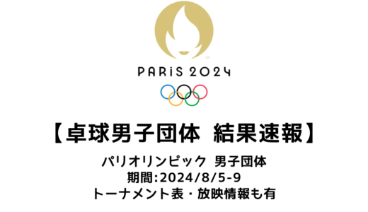 卓球 パリオリンピック2024  男子団体：試合予定・トーナメント表・アーカイブ動画情報あり