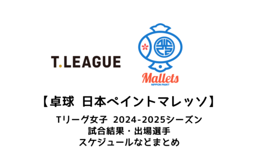 【卓球 Tリーグ女子：日本ペイントマレッツ】2024-2025シーズンの予定・試合結果・出場選手まとめ