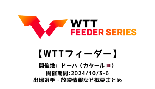 【卓球 WTTフィーダー ドーハ 2024：概要】2024/10/3(木)開幕！出場選手・試合日程・放映情報まとめ