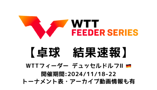 【卓球 WTTフィーダー デュッセルドルフⅡ 2024：結果速報】試合予定・トーナメント表・アーカイブ動画情報あり