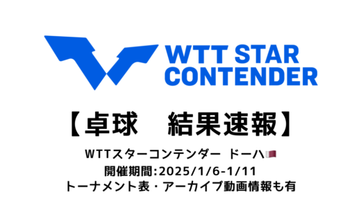 卓球 WTTスターコンテンダー ドーハ 2025 結果速報：試合予定・トーナメント表・アーカイブ動画情報あり