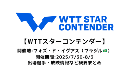 卓球 WTTスターコンテンダー フォズ・ド・イグアス 2025 概要：2025/7/30(水)開幕！出場選手・試合日程・放映情報まとめ