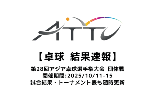 第28回アジア卓球選手権大会 団体戦（兼 世界卓球予選）結果速報：試合予定・トーナメント表・アーカイブ動画情報あり