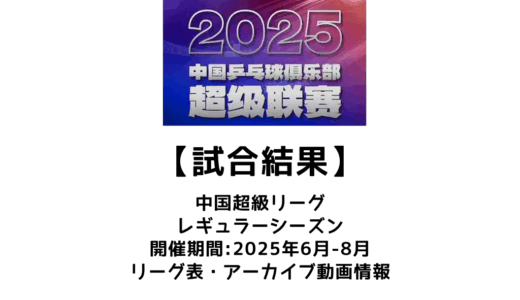 卓球 中国超級リーグ 2025 レギュラーシーズン 試合結果：プレーオフファイナル進出チームが決定！