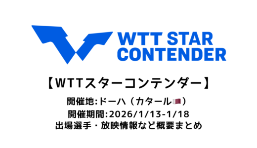 卓球 WTTスターコンテンダー ドーハ 2026 概要：2026/1/13(火)開幕！出場選手・試合日程・放映情報まとめ