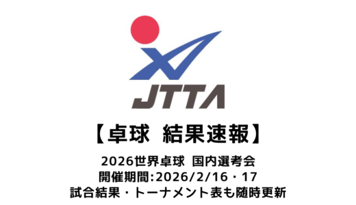2026年 世界卓球選手権（団体戦）国内選考会 結果速報：試合予定・トーナメント表・リーグ表・アーカイブ動画情報あり