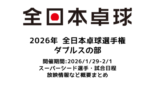 2026年 全日本卓球選手権大会（ダブルスの部）概要：2026/1/29(木)開幕！出場選手・試合日程・放映情報まとめ