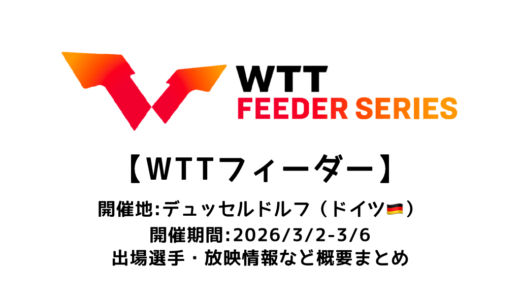卓球 WTTフィーダー デュッセルドルフ 2026 概要：2026/3/2(月)開幕！出場選手・試合日程・放映情報まとめ