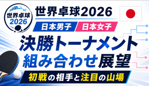 【卓球ニュース】世界卓球2026ロンドン｜日本男女の決勝トーナメント展望、初戦の相手と注目の山場
