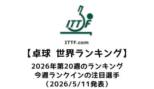 卓球 世界ランキング 2026年第20週：張本美和が自己最高3位へ