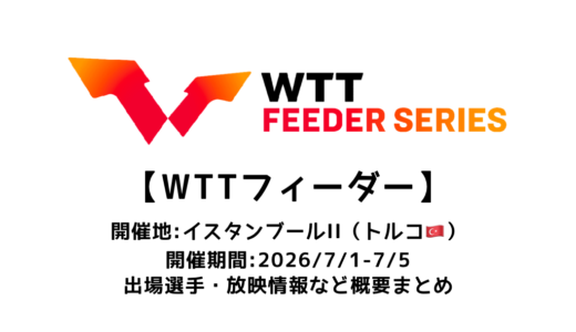 卓球 WTTフィーダー イスタンブールⅡ 2026 概要：2026/7/1(水)開幕！出場選手・試合日程・放映情報まとめ